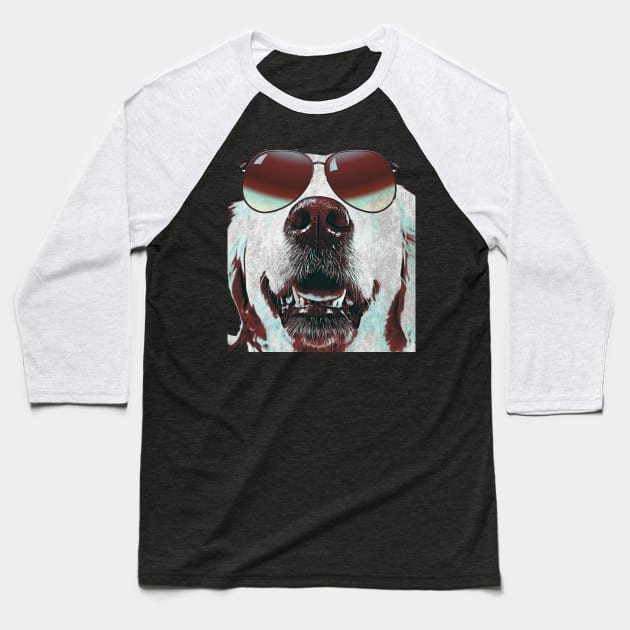 White dog wearing sunglasses Baseball T-Shirt by PersianFMts